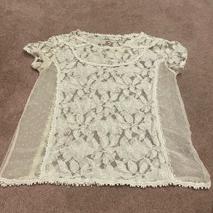 Madewell Hi-Line Lace and Dotted Blouse